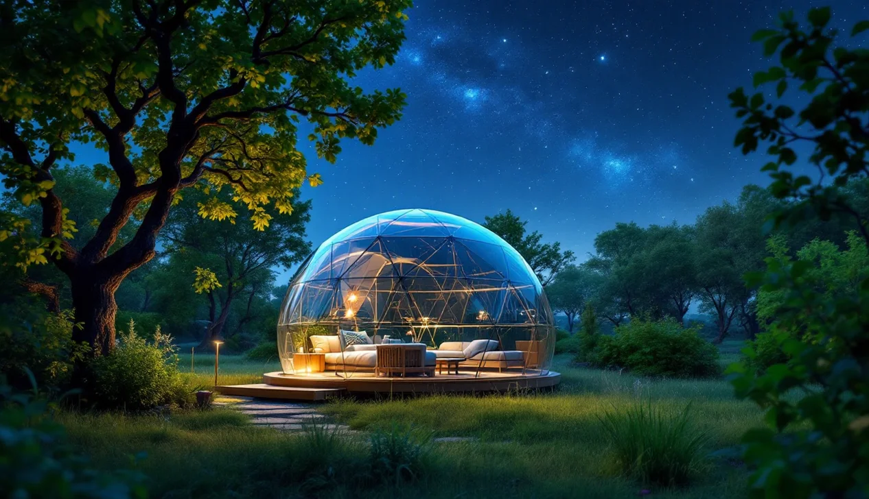 Hébergement insolite bulle transparente sous les étoiles