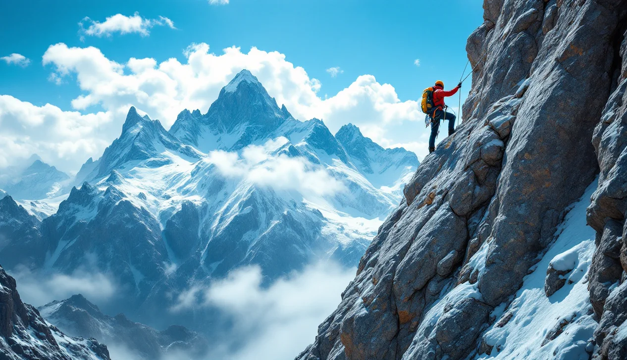 Escalade sur une falaise de montagne
