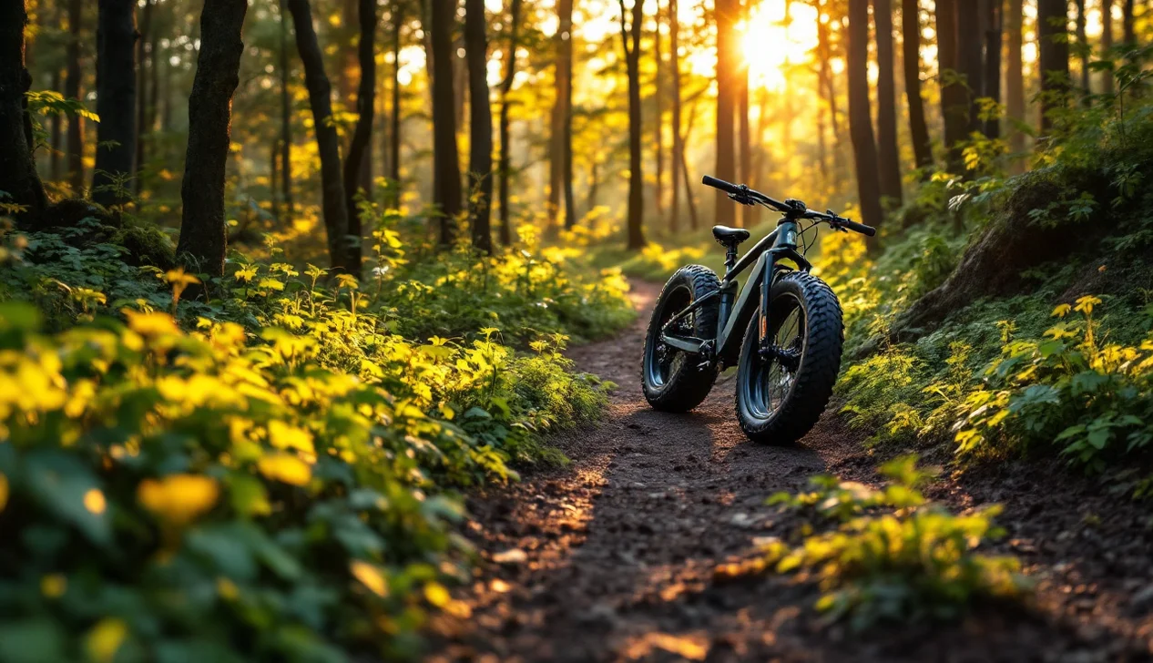 Fat bike électrique sur un chemin enneigé