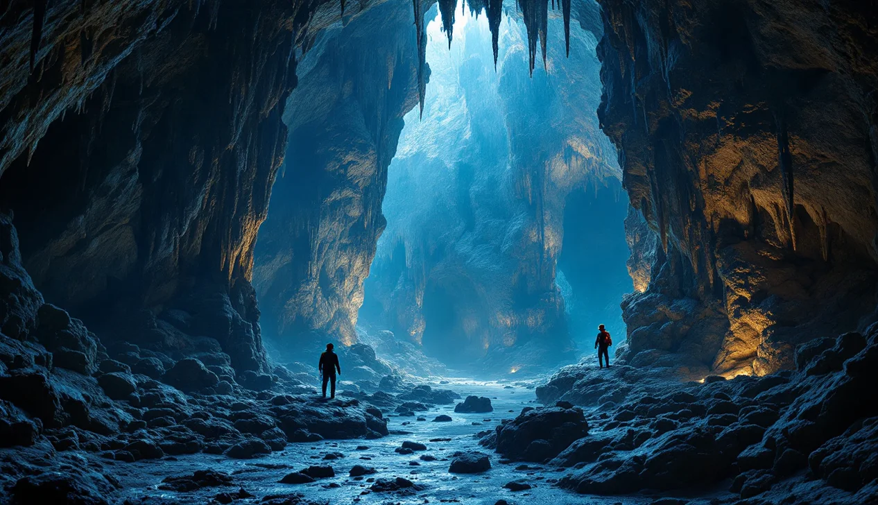 Spéléologie, exploration d'une grotte souterraine