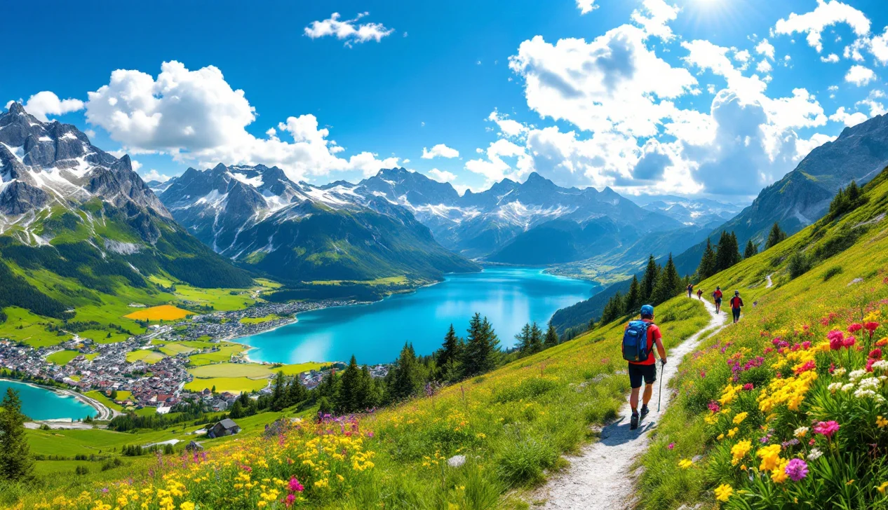 Randonnée autour du lac d'Annecy avec vue sur les sommets