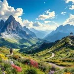 Randonnée dans les Pyrénées avec des randonneurs sur un sentier