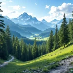 Randonnée dans les Vosges avec des randonneurs sur un sentier verdoyant