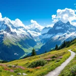 Randonnée en Suisse avec des randonneurs dans les Alpes majestueuses