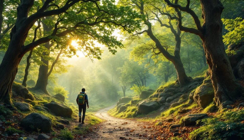 Randonnée à Fontainebleau avec des randonneurs sur des sentiers naturels