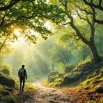 Randonnée à Fontainebleau avec des randonneurs sur des sentiers naturels